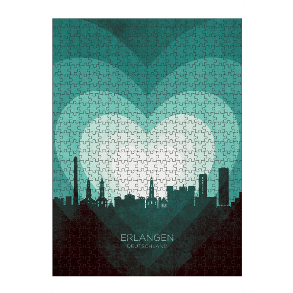 Puzzle Ravensburger "Erlangen Skyline Heart Teal" artboxONE - Städte