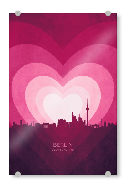 Acrylglasbild "Berlin Skyline Herz rosa" artboxONE - Städte - Berlin,Deutschland,Herz,Liebe,Romantiker,Valentinstag,Skyline,Stadtbild,Stattbild