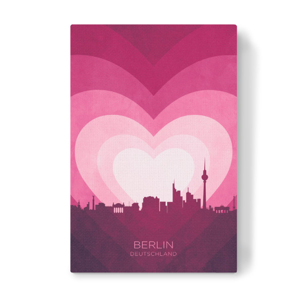 Leinwandbild "Berlin Skyline Herz rosa" artboxONE - Städte - Berlin,Deutschland,Herz,Liebe,Romantiker,Valentinstag,Skyline,Stadtbild,Stattbild
