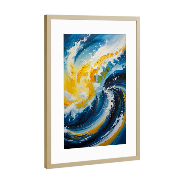 Poster mit Rahmen Gold "Ozeanischer Wirbelwind" artboxONE - Abstrakt,Unterwasser