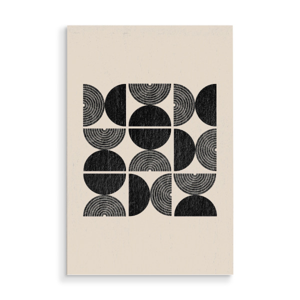 Holzbild "Geometric Shape" artboxONE - Abstrakt,Geometrie - Geometrische,Abstrakte,Abstrakte kunst,Kreisförmig,Beige schwarz,Muster