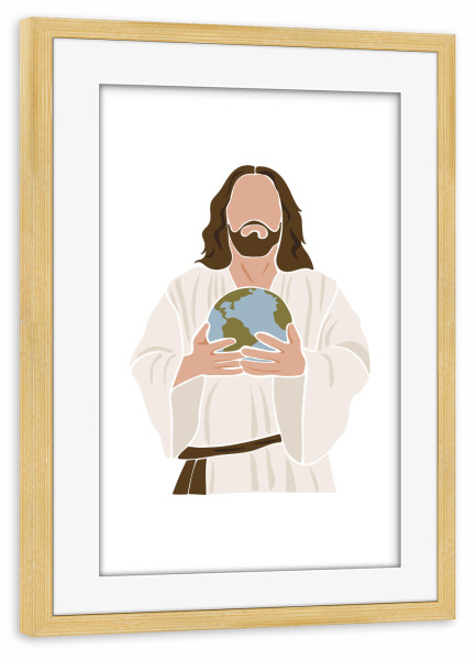 Poster mit Rahmen kiefer "Jesus hält das Universum" artboxONE - Menschen