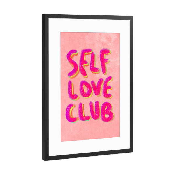 Poster mit Rahmen Schwarz (Metallic) "Self love club - handlettering" artboxONE - Typografie,Fashion,Buchstaben