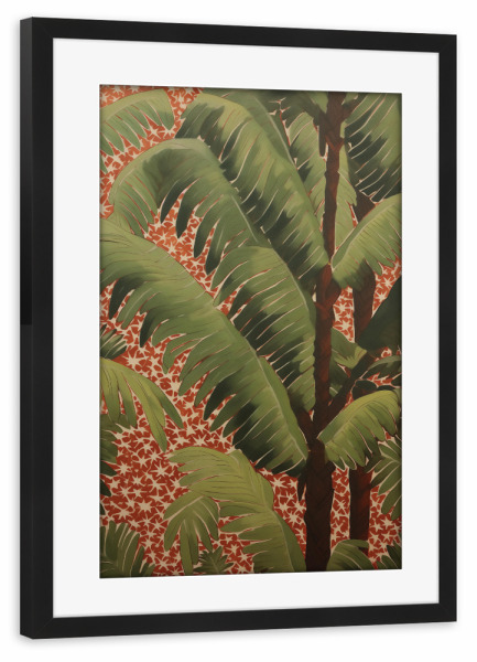 Poster mit Rahmen schwarz "Sommerliche Palmen Flora" artboxONE - Natur,Floral,Abstrakt