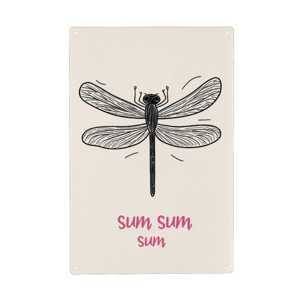 Metall Poster "Sum-Sum Libellen Flug" artboxONE - Typografie,Tiere,Lustig