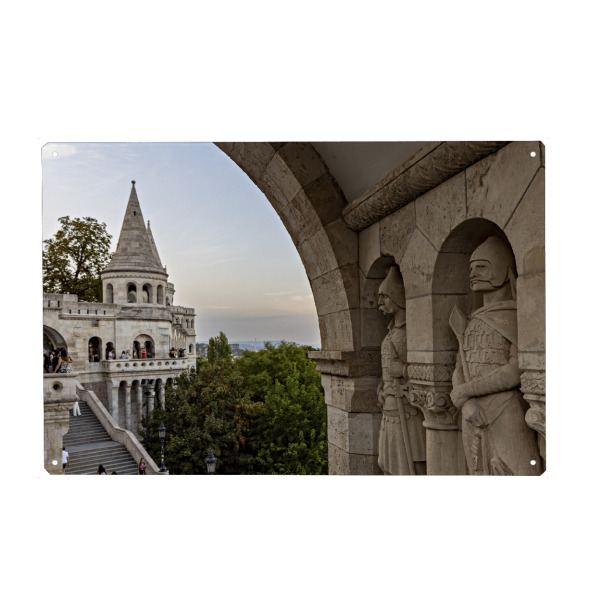 Holzbild "Fischerbastei in Budapest" artboxONE - Architektur - Budapest,Ungarn,Fischerbastei,Turm,Donau,Altstadt,Burgpalast,Burgviertel