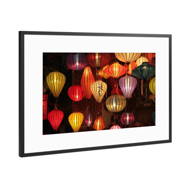 Poster mit Rahmen Schwarz (Metallic) "Vietnamesische Laternen" artboxONE - Reise / Asien - Bunt,Leuchtend,Laterne,Hoi an,Vietnam