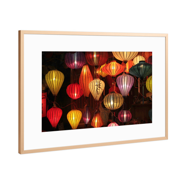 Poster mit Rahmen Kupfer "Vietnamesische Laternen" artboxONE - Reise / Asien - Bunt,Leuchtend,Laterne,Hoi an,Vietnam
