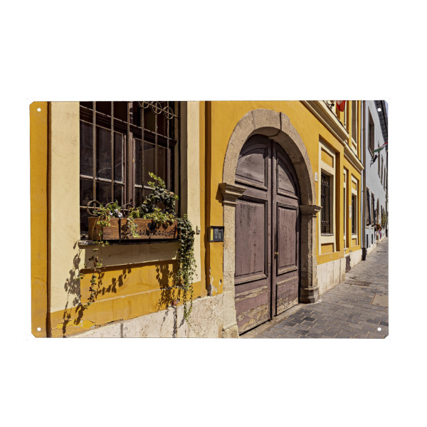 Holzbild "Das Historische Burgviertel" artboxONE - Architektur - Budapest,Altstadt,Burgviertel,Tür,Tor