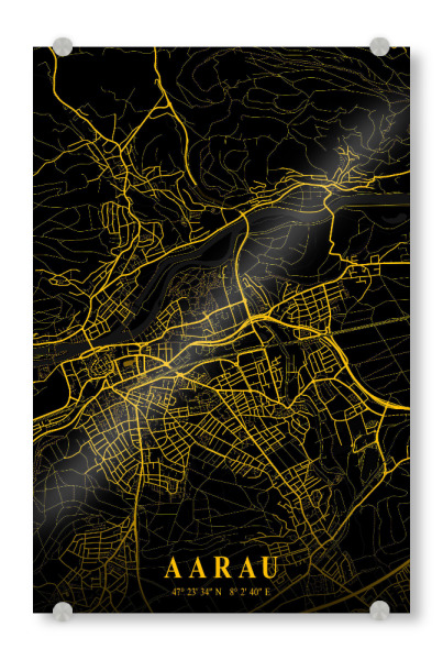 Acrylglasbild "City Map Aarau" artboxONE - Städte / Weitere,Kartografie