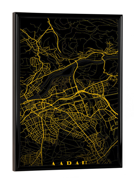 Poster mit schwarzem Rahmen "City Map Aarau" artboxONE - Städte / Weitere,Kartografie