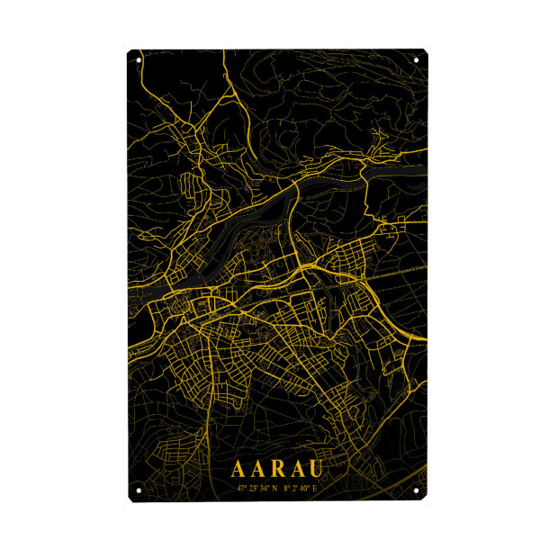 Metall Poster "City Map Aarau" artboxONE - Städte / Weitere,Kartografie