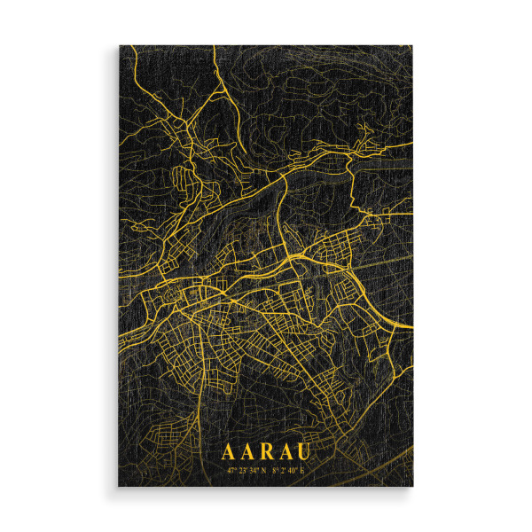 Holzbild "City Map Aarau" artboxONE - Städte / Weitere,Kartografie