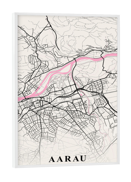Poster mit weißem Rahmen "Map Aarau" artboxONE - Städte / Weitere,Kartografie