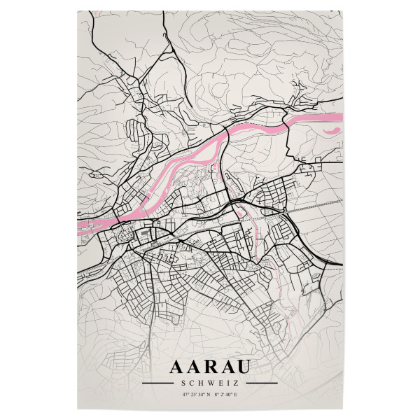 Poster "Map Aarau" artboxONE - Städte / Weitere,Kartografie