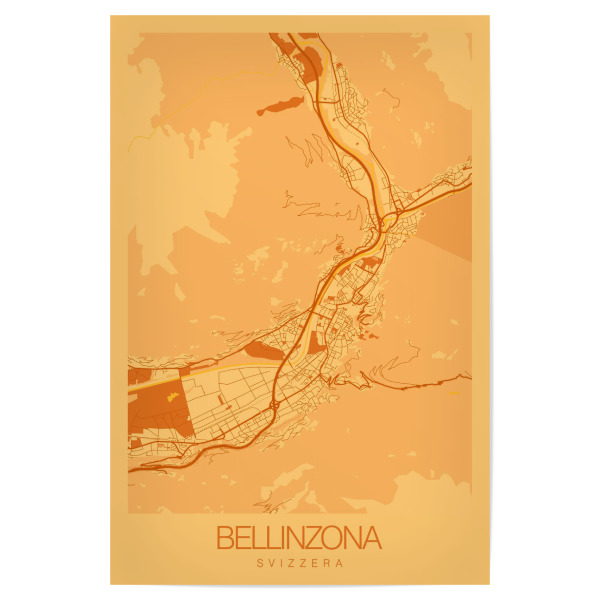 Poster 30x20 cm "Stadt Bellinzona Map" artboxONE - Städte / Weitere,Kartografie