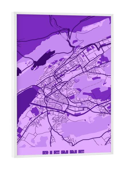 Poster mit weißem Rahmen "City Map Biel" artboxONE - Städte / Weitere,Kartografie