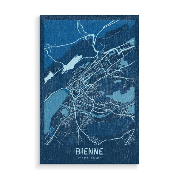 Holzbild "Stadt Map Biel" artboxONE - Städte / Weitere,Kartografie