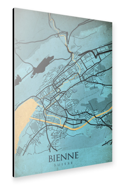 Alu-Dibond "Retro Bienne City" 75x50 cm artboxONE
