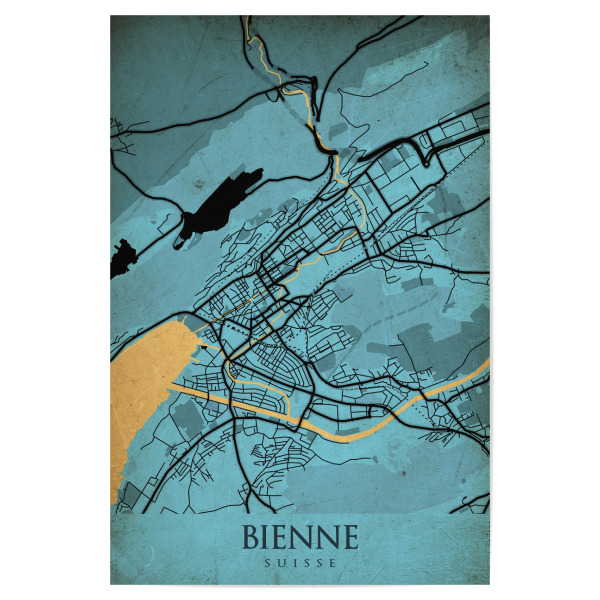 Poster "Retro Bienne City" artboxONE - Städte / Weitere,Kartografie