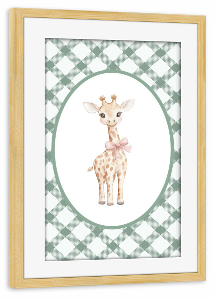 Poster mit Rahmen kiefer "Baby Giraffe Aquarell" artboxONE - Für Kinder,Tiere,Für Mama