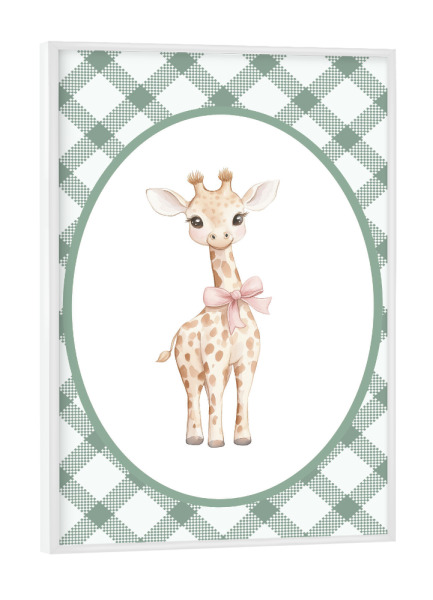 Poster mit weißem Rahmen "Baby Giraffe Aquarell" artboxONE - Für Kinder,Tiere,Für Mama