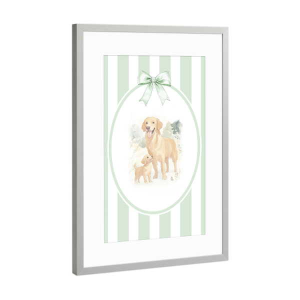 Poster mit Rahmen Silber "Golden Retriever Familie" artboxONE - Für Kinder,Tiere,Für Mama