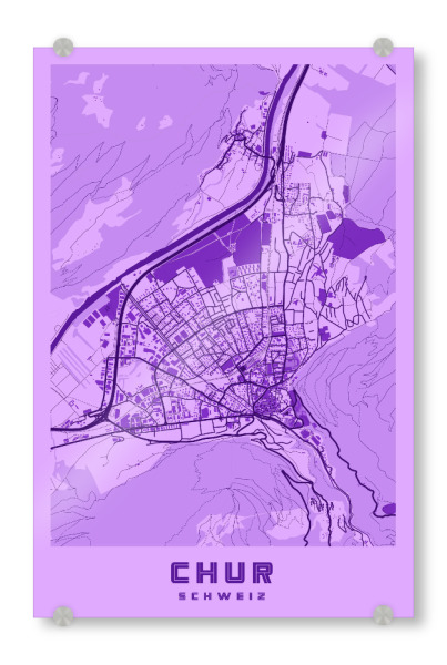 Acrylglasbild "City Map Chur" artboxONE - Städte / Weitere,Kartografie