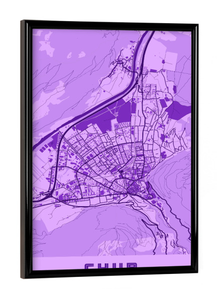 Poster mit schwarzem Rahmen "City Map Chur" artboxONE - Städte / Weitere,Kartografie