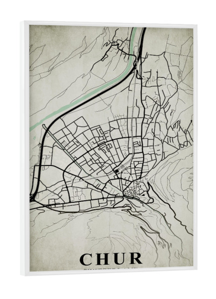 Poster mit weißem Rahmen "Chur Vintage CityMap" artboxONE - Städte / Weitere,Kartografie