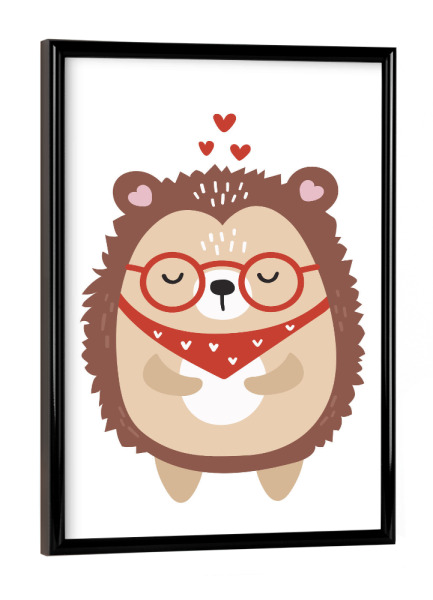 Poster mit schwarzem Rahmen "Love Igel Animal Illustration" artboxONE - Für Kinder,Tiere