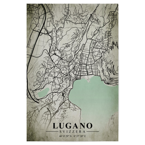 Poster 30x20 cm "Lugano Vintage CityMap" artboxONE - Städte / Weitere,Kartografie
