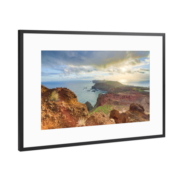 Poster mit Rahmen Schwarz (Metallic) "Blick zur Ponta de São Lourenço" artboxONE - Natur,Reise,Reise / Länder
