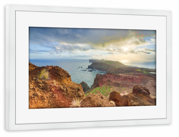 Poster mit Rahmen weiß "Blick zur Ponta de São Lourenço" artboxONE - Natur,Reise,Reise / Länder