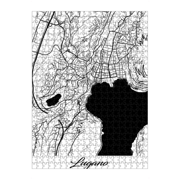 Puzzle Ravensburger "Lugano City Map" artboxONE - Schwarzweiß,Städte / Weitere,Kartografie