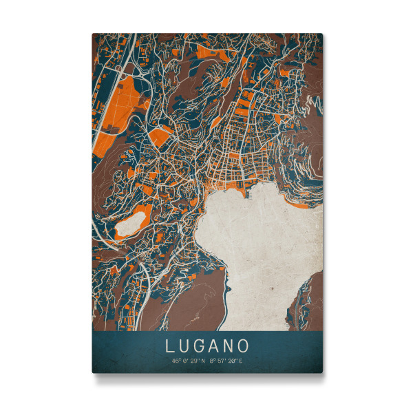 Galerie-Print "Lugano Vintage Map" 75x50 cm artboxONE