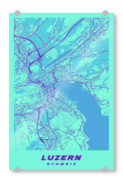 Acrylglasbild "Luzern Map Plan" artboxONE - Städte / Weitere,Kartografie