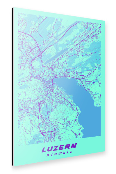 Alu-Dibond "Luzern Map Plan" 30x20 cm artboxONE