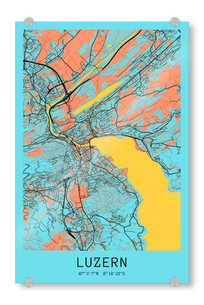Acrylglasbild "Luzern Stadt Karte" artboxONE - Städte / Weitere,Kartografie