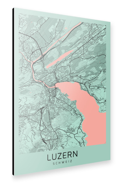Alu-Dibond "Stadt Luzern Map" 75x50 cm artboxONE