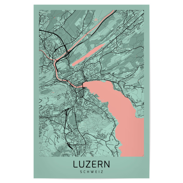 Poster "Stadt Luzern Map" artboxONE - Städte / Weitere,Kartografie