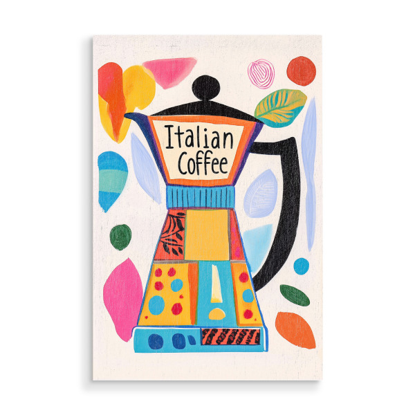 Holzbild "Bunte Espresso Liebe" artboxONE - Typografie,Essen & Trinken,Abstrakt