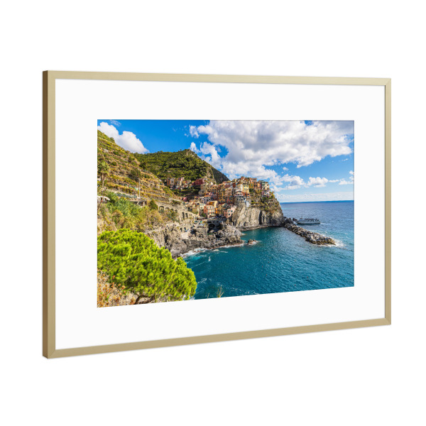 Poster mit Rahmen Gold "Dorf Manarola in Italien" artboxONE - Städte,Natur,Architektur,Reise / Strand und Meer,Reise / Länder