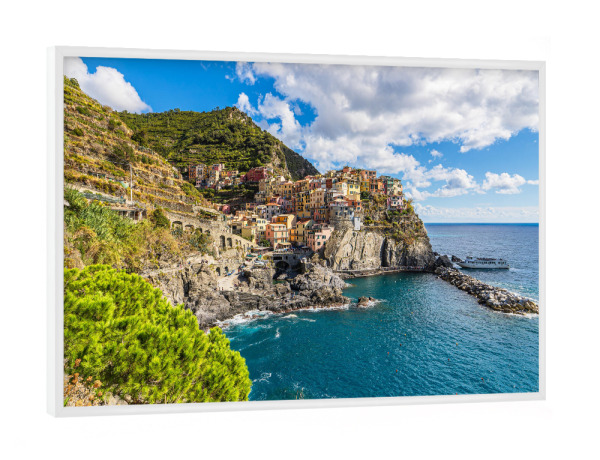 Poster mit weißem Rahmen "Dorf Manarola in Italien" artboxONE - Städte,Natur,Architektur,Reise / Strand und Meer,Reise / Länder