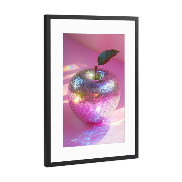 Poster mit Rahmen Schwarz (Metallic) "Disco Apfel Mosaik" artboxONE - Musik,Fashion,Essen & Trinken / Obst & Gemüse