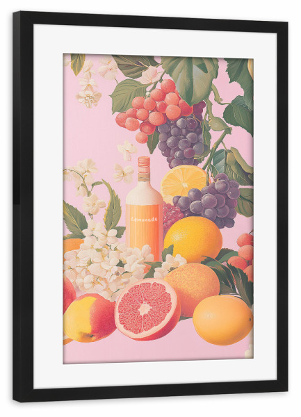 Poster mit Rahmen schwarz "Lemonade mit Sommer Früchten" artboxONE - Natur,Floral,Essen & Trinken / Obst & Gemüse