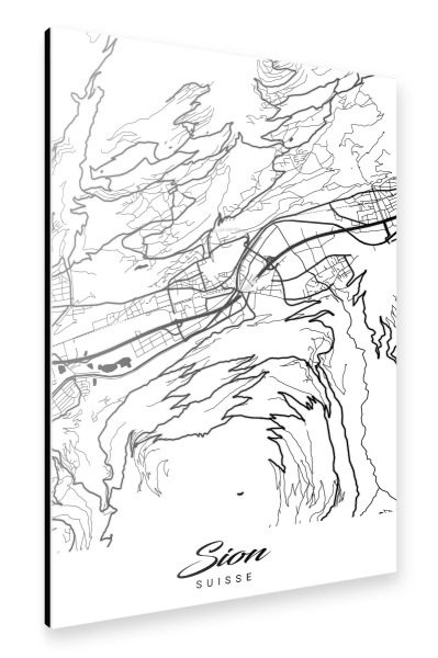 Alu-Dibond "Sion City Map" 75x50 cm artboxONE