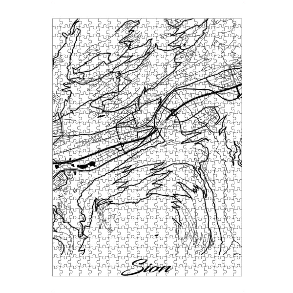 Puzzle Ravensburger "Sion City Map" artboxONE - Schwarzweiß,Städte / Weitere,Kartografie