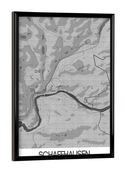 Poster mit schwarzem Rahmen "Schaffhausen Bleistift Map" artboxONE - Schwarzweiß,Städte / Weitere,Kartografie