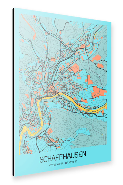 Alu-Dibond "Citymap Schaffhausen" 30x20 cm artboxONE